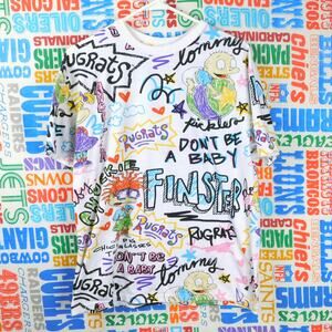 Rugrats Graffiti T Shirt Size L All Over Print Nickelodeon Tommy Chuckie